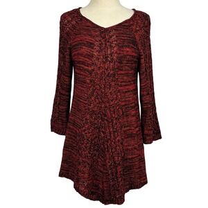 United States Sweaters Red Orange Black Knit Tunic M Bell Sleeve Boho